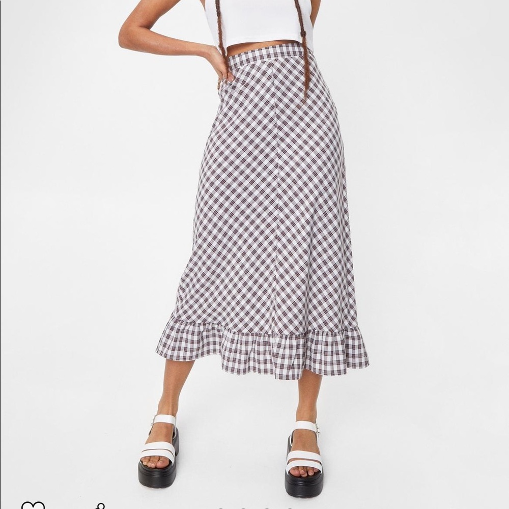 Check midi skirt